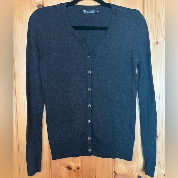 7th Avenue Design Studio New York & Company Cardigan Sweater- Dark Gray/ Size S - Picture 1 of 3